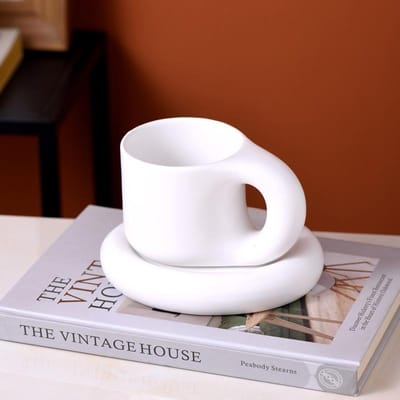 Schattige mok dikke mok keramische mok creatieve grote ring handvat koppel koffiemok schotel kantoor theekop Duurzaam Duurzaam 300ml color box packaging