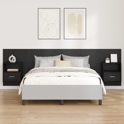 vidaXL - Hoofdeinde - Met - Kast - 3 - st - Zwart - Eiken - Bewerkt - hout