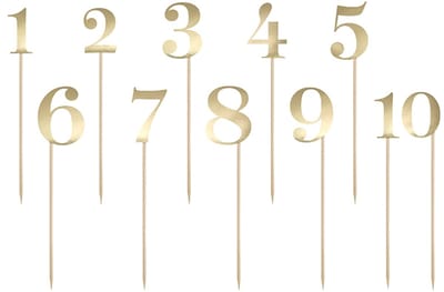 PartyDeco Cake Toppers Tafelnummer Goud set/11