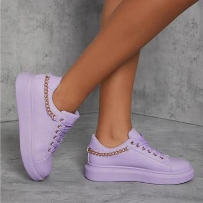 Dames Sneakers Tennis Vrouw Herfst Mode Casual Witte Schoenen Met Ketting Ronde Neus Comfortabel Hardlopen Luxe Designer Schoenen 36 paars