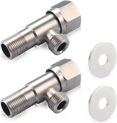 Set van 2 Hoekventielen RVS - 1/2 Inch Binnendraad & 3/8 Inch Buitendraad