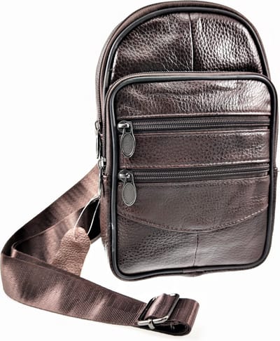 Vintage Crossbody Tas Dames en Heren - Donkerbruin Leren - Rechterhand Zijtas - Vakantie Tasje