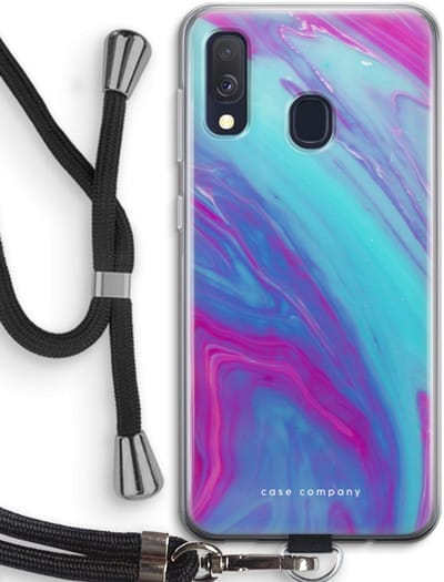 Case Company® - Hoesje met koord geschikt voor Samsung Galaxy A40 hoesje met Koord - Zweverige regenboog - Telefoonhoesje met Zwart Koord - Bescherming aan alle Kanten en Over de Schermrand