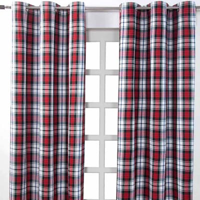 Homescapes gordijnen met oogjes tartanpatroon MacDuff set van 2 100% katoen, 228 x 137 cm