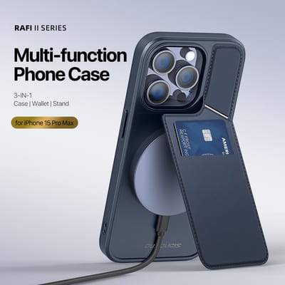 Dux Ducis - Telefoon Hoesje geschikt voor de Apple iPhone 15 Pro Max - Hoesje geschikt voor Magsafe Magneet - Rafi Mag Series - Back Cover - Donker Blauw