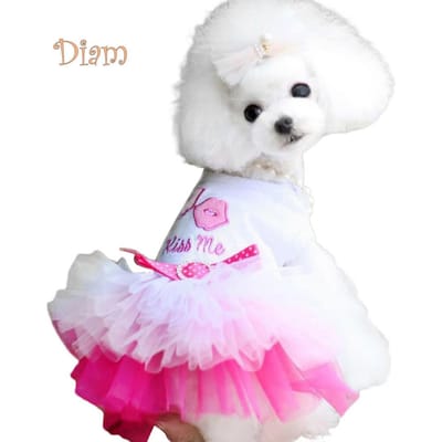 Vêtements d'été pour chien chat chiot Robe Lèvres Tutu T-shirt Dentelle Respirante Costume XXL rose