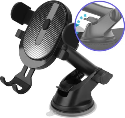 Autohouder - 360° Verstelbaar - Dashboard/Raam - Telefoon Houder met Zuignap Zwart