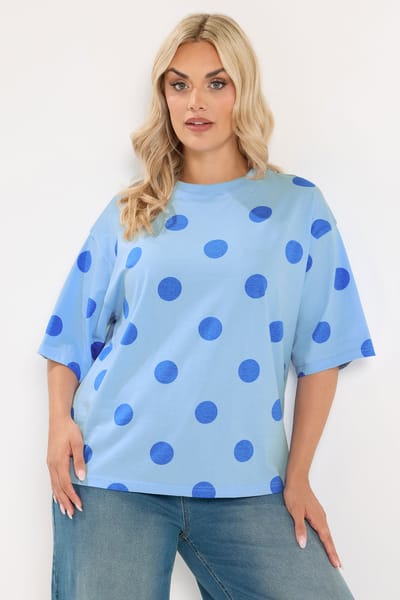 Limited Collection Blauw Tshirt Met Stippen Size 38