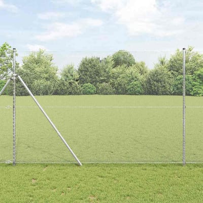 vidaXL - zeshoekig - gaashek - met - grondbevestiging - 10 - x - 1,5 - m - zilver - Mesh