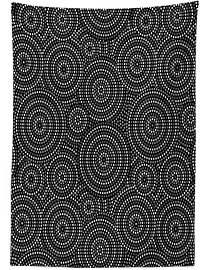 ABAKUHAUS Tafelkleed – 140x200 cm – Satijnmix, Grijs/Zwart/Wit – Machinewasbaar, Handgestikt