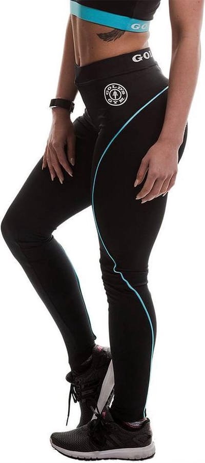 Gold's Gym Ladies Long Gym Leggings - Black/Turquoise - XS