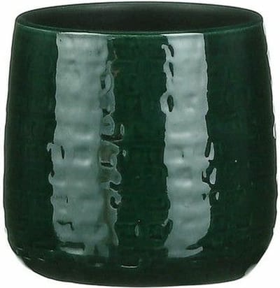 Mica Decorations Plantenpot - keramiek - donkergroen - D15/H13 cm - bloempot