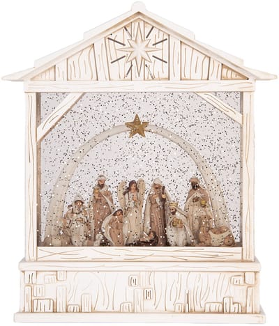Clayre & Eef Kerstdecoratie met LED-verlichting en muziek 22x7x25 cm / 3xAA Wit Kunststof