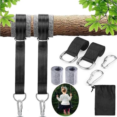 Hangmat Bevestiging - Schommel Ophanging - Buiten Ontspannen - Sterke Nylon Banden - 2x 150 cm - Zwart