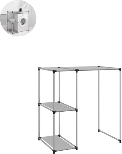 Wasmachine rek - Ombouw - Kast - Opbouwmeubel - Verhoger - Wasmachine meubel - Opbergkast - Ijzer - Grijs