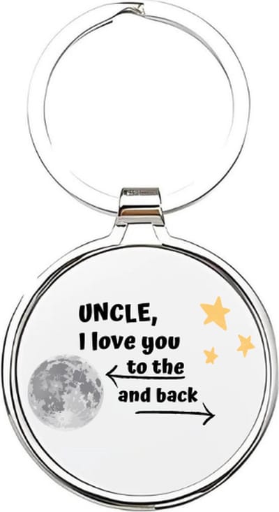 Akyol - uncle i love you to the moon and back Sleutelhanger - Oom - de leukste oom - oom - familie - uncle - babyshower - cadeau voor de leukste oom - verjaardagscadeau - kraamcadeau - cadeau voor een familielid - 4 x 7,5 CM