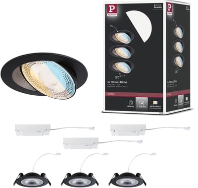 LED-inbouwlamp White Select Aumus Set van 3 rond 105 mm 90° 3x5W 3x700lm 230V dimbaar White Select Zwart