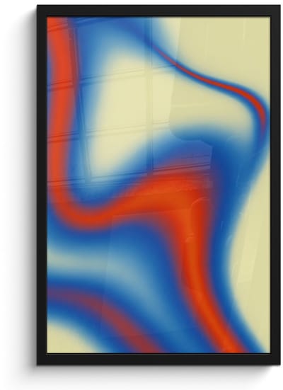 Poster in lijst - Fotolijst 40x60 cm - Posters - Golven - Kleurrijk - Abstract - Posterlijst zwart - Decoratie - Wanddecoratie woonkamer - Muurdecoratie slaapkamer