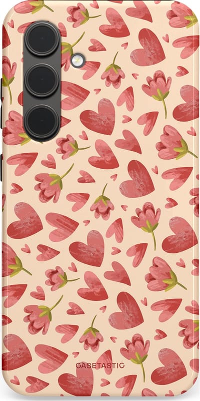 Casetastic Hoesje Geschikt voor Samsung S24 - Stijlvolle Beschermende Duo-layer Case - Verbonden Hartjes