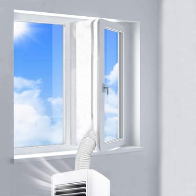 400 cm Mobiele Airco Raamafdichtingskit - antislip dubbele ketting - geschikt voor mobiele airconditioners en drogers om warme lucht af te voeren - kan worden geïnstalleerd op ramen, dakramen en draairamen - wit
