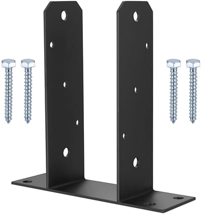Dailygoody - U-paalsteun - Hekpaalsteunen - Zware vierkante paalondersteuning - Zwart - Houten omheining - Geschikt voor pergola's