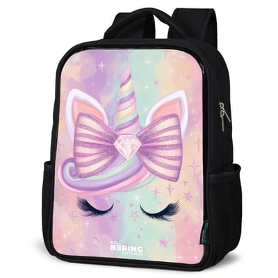 NoBoringSuitcases.com® - Rugzak zwart meisjes - Schooltas meisje - NoBoringSuitcases.com® - Rugzak zwart - Schooltas jongen & meisje - Eenhoorn - Rugtas voor school - Boekentas kind - Schoolrugzak - Kinderrugzak