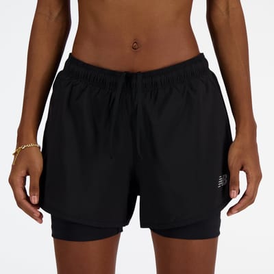 Short in 2-in-1-look met logo