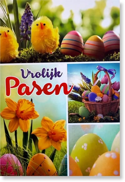 Vrolijk Pasen Wenskaart - Paaskaart - 12 x 17 cm - gevouwen kaart Inclusief envelop