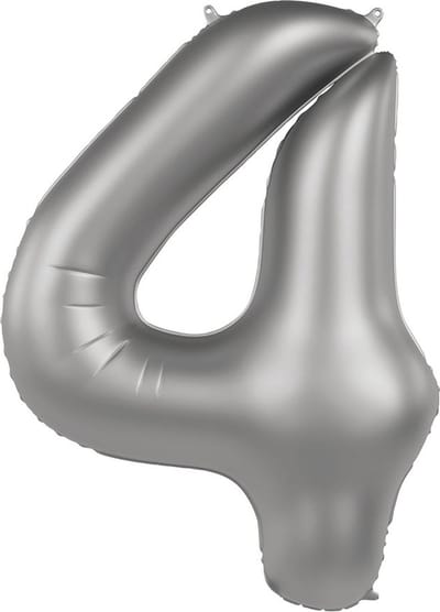 Folat - Folieballon Cijfer 4 Moonlight Silver - 86 cm
