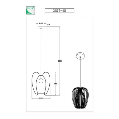 Fabas Luce Hanglamp Camp, Ø 40 cm, zwart, draadkorf