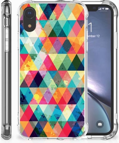 Apple iPhone Xr Doorzichtige Silicone Hoesje Geruit