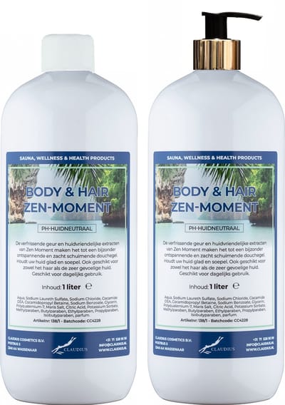Body & Hair Zen Moment 1 liter met gouden pomp - set van 2 stuks - 2 in 1 voor lichaam en haar - voordeelverpakking