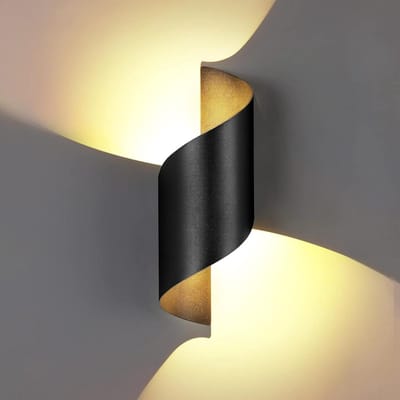 GELLDG Wandlamp 10W - Moderne binnen-/buitenwandlamp - LED-wandlamp - Waterdicht - Geschikt voor tuin, woonkamer, badkamer, slaapkamer - Zwart - Warm licht