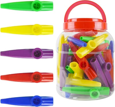 Kazoos Pakket - Blaasinstrumenten Set - Muziek Maken - 40 Stuks Inclusief Bak - Meerkleurig