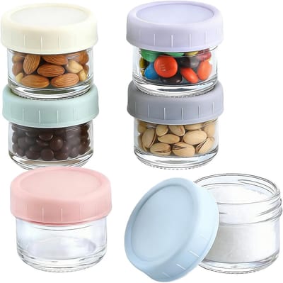 Overnight Oats Potjes met Schroefdeksel, Herbruikbare Glazen Container voor Havermout, 50 ml, Set van 6, Ideaal voor Meal Prep en Gezond Ontbijt