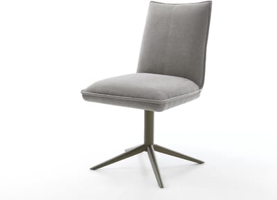 Eetkamerstoel Lelio-Flex kruispoot afwerking met titanium zachte stof met structuur grijs 360° draaibaar rocker-functie pocketveer kern