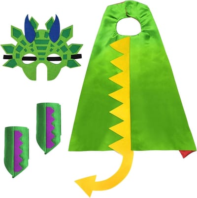 Dinosauruskostuum voor Kinderen met Cape en Masker, Perfect voor Halloween, Verjaardagsfeest en Cosplay