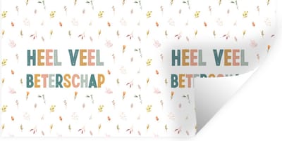 Muurstickers - Sticker Folie - Beterschap - Quotes - Oranje - Bloemen - 40x20 cm - Plakfolie - Muurstickers Kinderkamer - Zelfklevend Behang - Zelfklevend behangpapier - Stickerfolie
