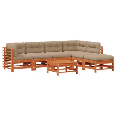 vidaXL - Tuin - loungeset - 7 - st - Wasbruin - Massief - grenenhout