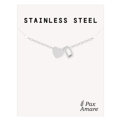 Letter D Armband Zilverkleurig - Stainless Steel - Initiaal & Hartje Hanger - Initialen Armband op Cadeau Kaartje - Pax Amare - 15,5cm + 5cm verstelbaar