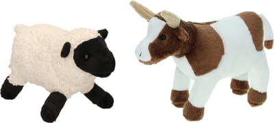 Cornelissen Pluche knuffel boerderijdieren set - Koe en Schaap - van 22 cm - Zachte kinder knuffels - cadeau