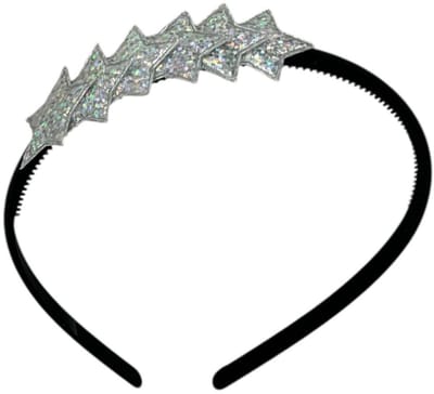 Diadeem met sterretjes - kerstcollectie - glimmend - ster - zwarte diadeem - zilver