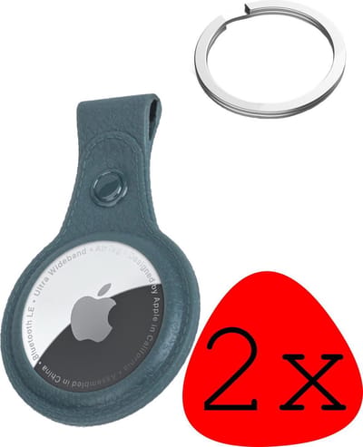 Hoesje Geschikt voor Apple AirTag-Sleutelhanger Hoesje Leer - Sleutelhanger Hoes Hoesje Geschikt voor Apple AirTag Case - Donkergroen - 2-Stuks