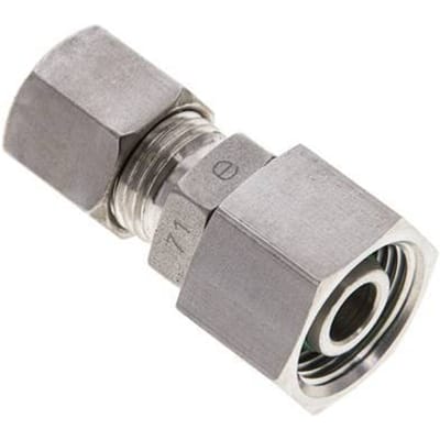8S & 12S RVS Rechte Knelfitting Draaidoorvoer 400bar FKM O-ring en Afdichtconus ISO 8434-1
