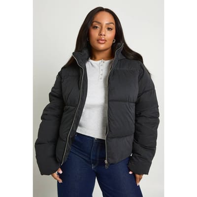 boohoo Dames Plus Gewatteerde Pufferjas | Black | Maat: 16