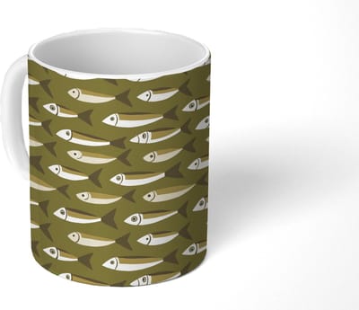 Mok - Koffiemok - Vis - Patroon - Groen - Mokken - 350 ML - Beker - Koffiemokken - Theemok