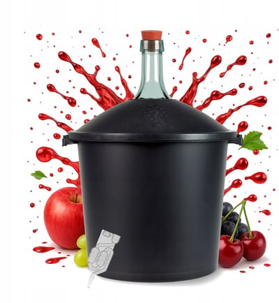 Bimberek - Wijnballon met Mand - 25L - Dik Glas - Inclusief Kurk en Pijp