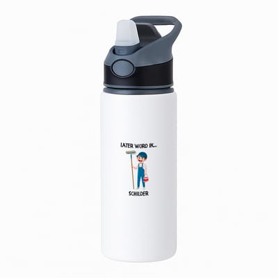 Hacebo® - Later word ik schilder waterfles met rietje zwart - Schilder - Schilders - Werken in de bouw - kunstenaar - water fles - 650ML