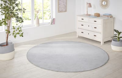 Flycarpets Rond Laagpolig Effen Uni Vloerkleed - Nasty - Zilver 200cm rond Ø