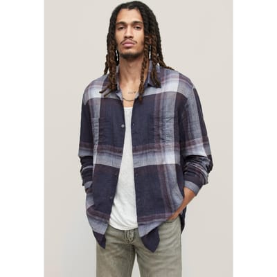 John Varvatos Cole Regular Fit L/s Shir Plum Wood Maat: S | Casual Overhemden Outlet | Heren | Blauw